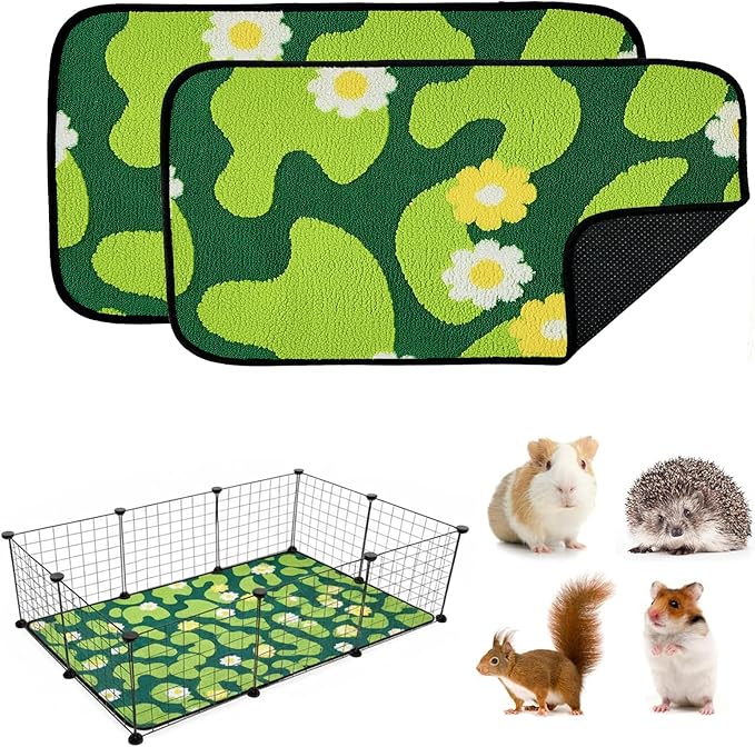Qeils Reusable Puppy Pads for Small Dogs, Washable Pee Pads with Non-Slip , Absorbent Leakproof Mat for Crates, Playpens, Pet Beds & Whelping, Indoor Potty Training Grass Green, 24"x48", 2 Pack