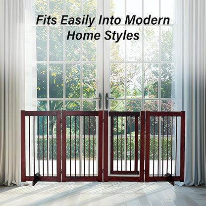 Dog Gate Indoor, Pet Gates for Doorways No Drilling, Freestanding Dog Gates, Foldable Pet Gate, Wooden Gates for Dogs Indoor- 4 Panel - 30" (Espresso, 4 Panel - 30")