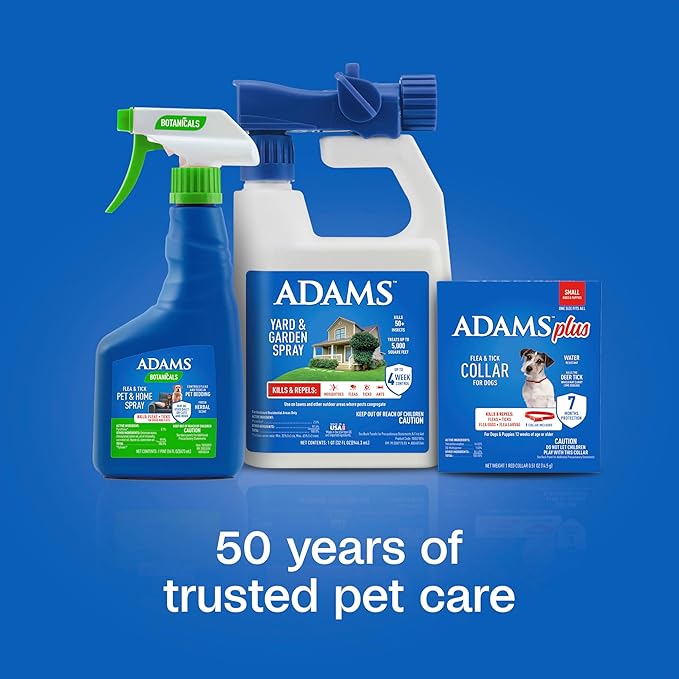 ADAMS Plus Flea & Tick Collar for Small Dogs, Flea Collar for 7-Month Prevention, Adjustable Collar Fits Small Dogs & Puppies, Kills Fleas & Ticks, 1 Count