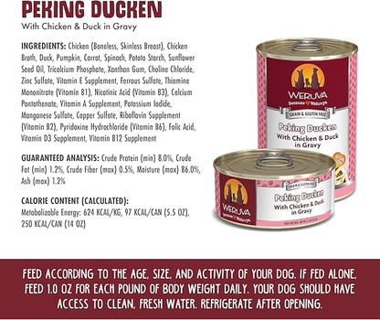 Weruva Classic Dog Food, Peking Ducken with Chicken & Duck in Gravy, 5.5oz Can (Pack of 24), Multi