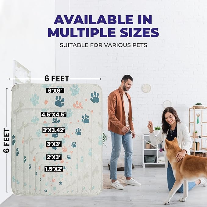 PUPIBOO Washable Pee Pads for Dogs and Cats - Super Absorbent Reusable Puppy Training Pads - 100% Waterproof, Leak-Proof & Non-Slip Whelping Pads for Pet Housebreaking