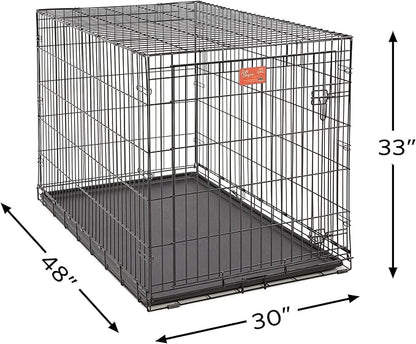 MidWest Homes for Pets 48-Inch LifeStages Crate for Extra-Large Breeds, 90-110 lbs, Single Door Folding Dog Crate with Divider Panel, Leak-Proof Tray & Secure Latch, Heavy-Duty & Easy to Assemble