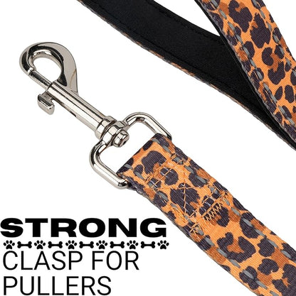 EcoBark Dog Leash - Soft & Reflective Comfort Leash with Padded Handle - Safe, Strong. & Durable for Small, Medium or Large Dogs (Cheetah)