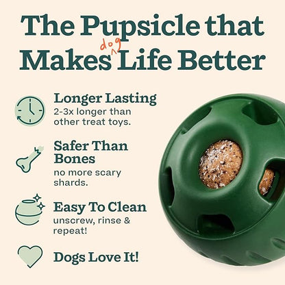 WOOF Starter Pack - Interactive Dog Ball Toy for Boredom - Dog Treat Molds Silicone - Chicken-Flavored Healthy Treats for Dogs - Pupsicle Doggy Enrichment Toy - for Large Pups - 25-75 lbs