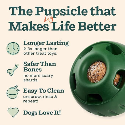 WOOF Starter Pack - Interactive Dog Ball Toy for Boredom - Dog Treat Molds Silicone - Chicken-Flavored Healthy Treats for Dogs - Pupsicle Doggy Enrichment Toy - for Small Pups - 10-25 lbs