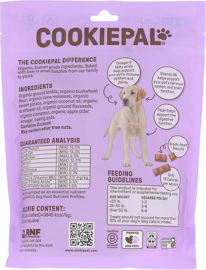 CookiePal Organic Sweet Potato Flaxseed Dog Treats, 10 OZ