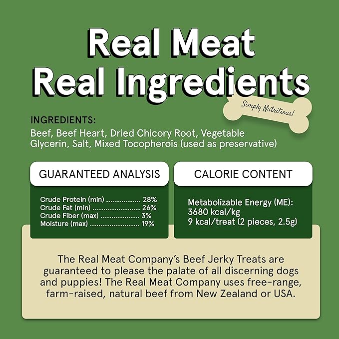TRMC Real Meat Dog Treats - 12oz Bag of Bite-Sized Air-Dried Beef Jerky for Dogs - Grain-Free Jerky Dog Treats Made up of 95% Free-Range, Grass Fed Beef - All-Natural High Protein Dog Treats
