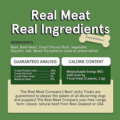 TRMC Real Meat Dog Treats - 12oz Bag of Bite-Sized Air-Dried Beef Jerky for Dogs - Grain-Free Jerky Dog Treats Made up of 95% Free-Range, Grass Fed Beef - All-Natural High Protein Dog Treats