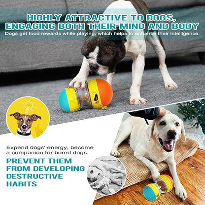 BSISUERM Dog Treat Dispensing Puzzle Toy Adjustable Food Dispenser Slow Feeder Puppy Enrichment Rolling Ball Pet Interactive Chase Toys Stimulating Game for Small Medium Dogs Gift to Keep Them Busy