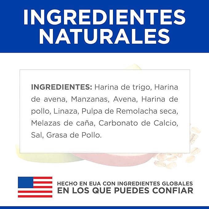 Hill's Natural Fruity Crunchy Snacks, All Life Stages, Great Taste, Dog Treats, Apples & Oatmeal, 8 oz Bag