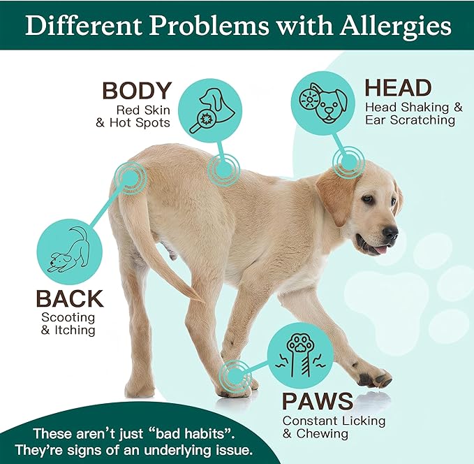 NATURE TARGET Dog Allergy Chews - Dog Allergy Relief, for Skin, Coat, Anti-Itch, Seasonal Allergies, Scratching, Pawlicking, 105 Freeze Dried Chews