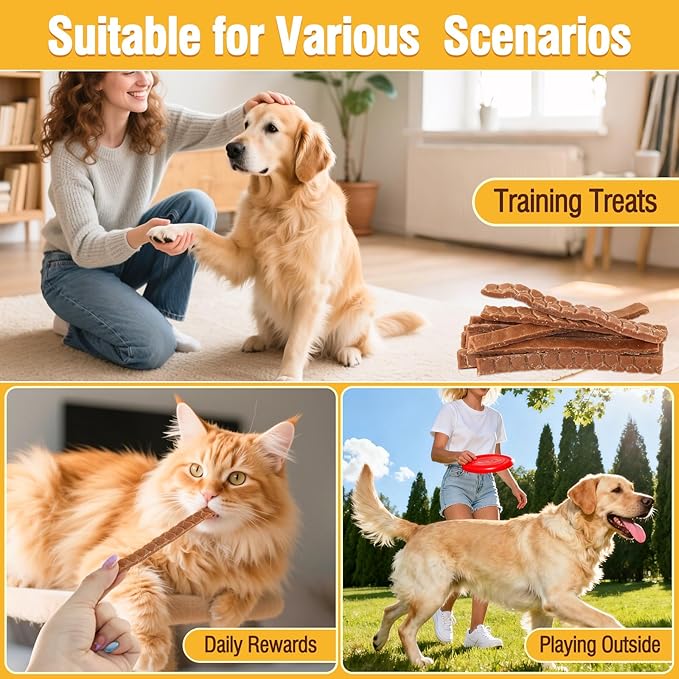 Salmon Sticks Dogs & Cats Treats, Real Salmon Tender Strips, High Protein Low Fat Healthy Ingredient Chew Training Snacks