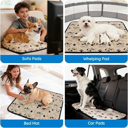 Washable Pee Pads for Dogs, Absorbent Reusable Puppy Training Pads, Leakproof, Non-Slip, Waterproof Cat Doggie Pad Pet Potty Mat for Indoor&Outdoor, Whelping, Playpen, Crate, Coffee 18"x24"