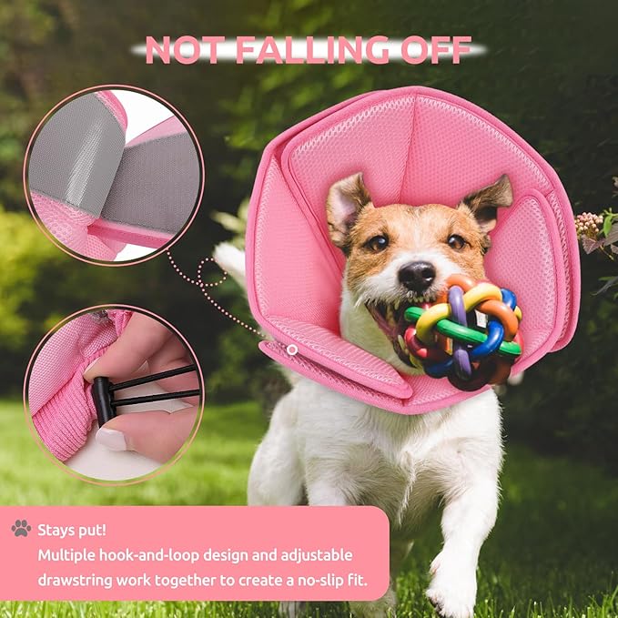Dog Cone Collar - Soft Elizabethan Collar for Dogs After Surgery, Comfy Cone for Dogs to Stop Licking, Adjustable Dog Cone Alternative for Wound Healing (Pink, XL)