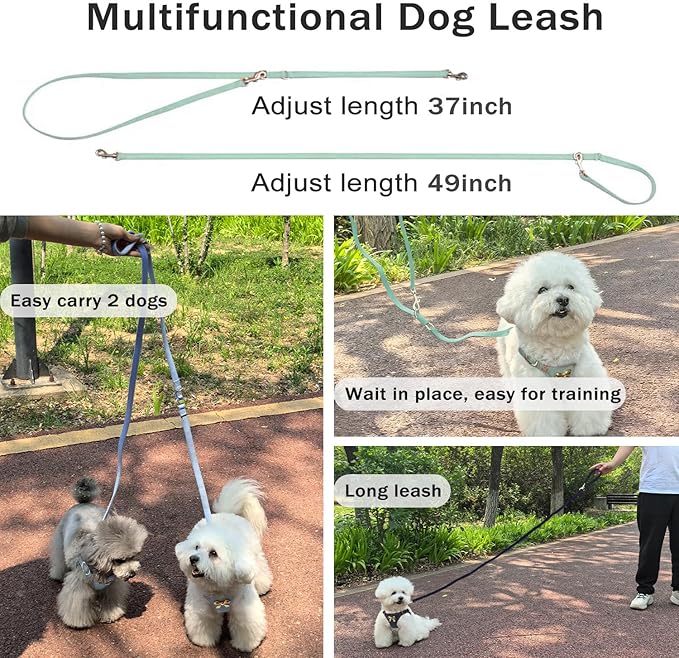 No Pull Dog Harness and Leash Set for Small Sized Dog Training; Puppy Harnesses with Multifunction Dog Leash, Soft Adjustable Denim No Choke Escape Proof Pet Harness for Small and Medium Dog (Teal XS)