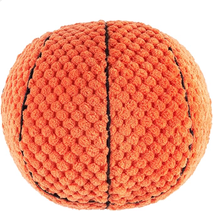 ZippyPaws SportsBallz - Dog Squeaky Toys to Keep Them Busy, Funny Plush for Small, Medium, & Large Dogs, Cute Stuffed Puppy Toy, Pet Products, Gift for All Breeds, Interactive Squeaker - Basketball
