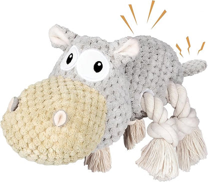 TOOPTATE Dog Toys for Aggressive Chewers - Squeaky Dog Toys to Keep Them Busy for Large Dogs (Gray, Medium)