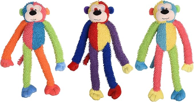 Multipet International DMP37812 Multicrew Monkey Plush Dog Toy, 17-Inch, Colors Vary, Assorted