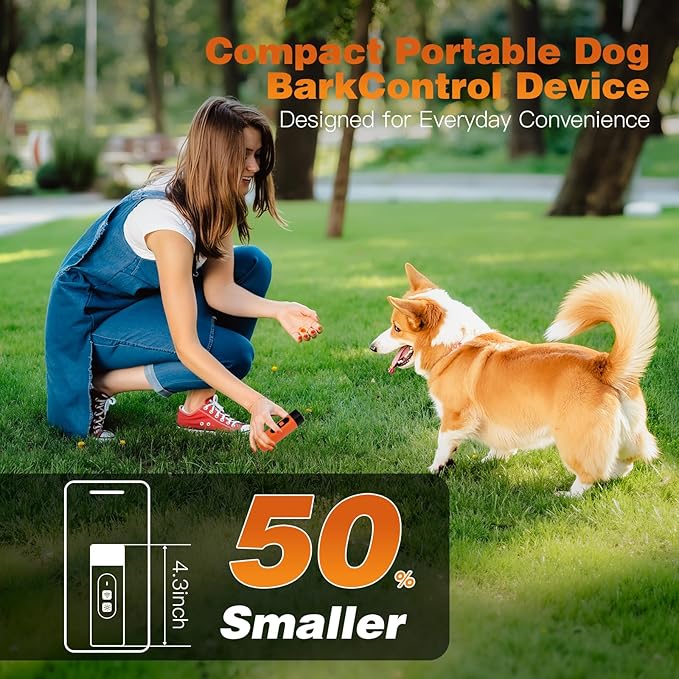 Dog Bark Deterrent Devices, Ultrasonic Anti Barking Device for Dogs, 50 FT Range Indoors Outdoors Stop Barking Behavior Training Correct Rechargeable, Portable Safe & Humane Bark Control for Dogs