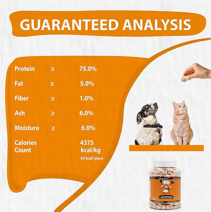 Freeze-Dried Salmon Treats for Cats & Dogs – 100% Wild Caught, Single Ingredient, High-Protein, Healthy Snack – No Additives or Preservatives – 7.0oz - Inspected & Tested in USA