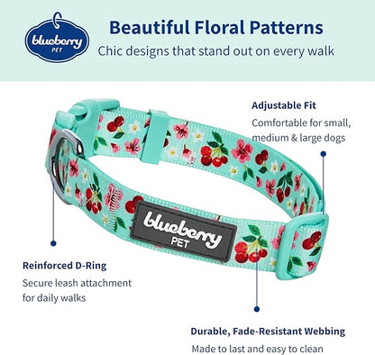 Cherry Garden Dog Collar with Dainty Flowers