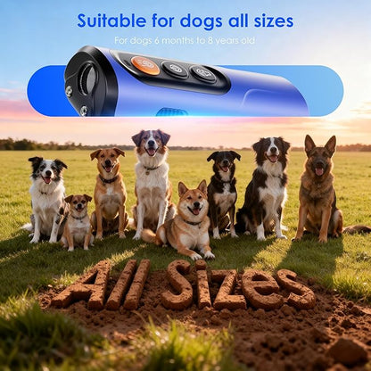 Dog Bark Deterrent Device & Anti Barking Device for Dogs, 50FT Ultrasonic Dog Trainer - Silent to Humans, Safe, Humane, Long-Lasting Rechargeable Blue Handheld with LED, Indoor/Outdoor