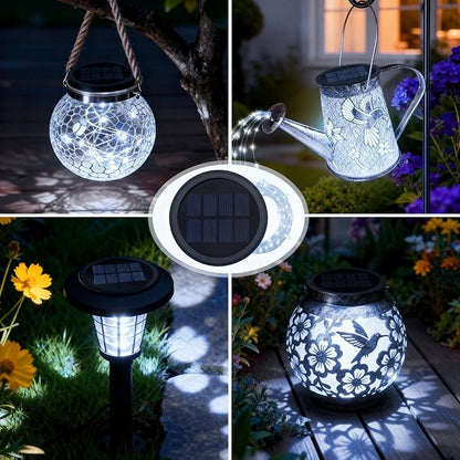 YJFWAL Solar Watering Can Lights Replacement Top, 3.6in Round Panel with 3.5Ft 80 Led Copper Wire String Lights for Solar Lantern Water Can Battery Box Accessories