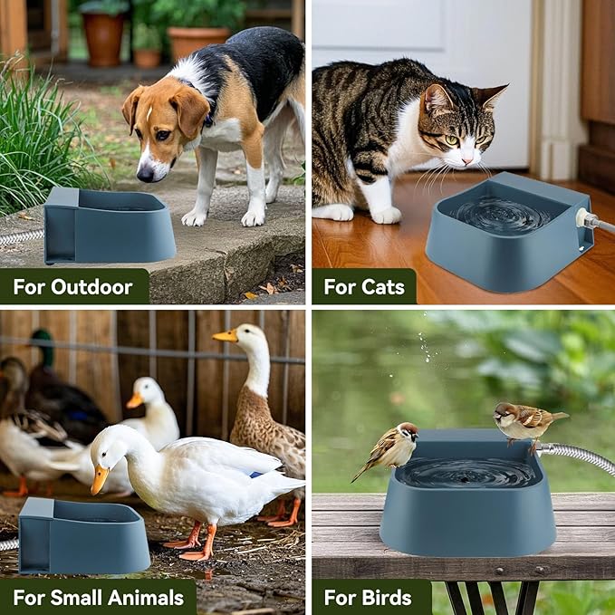 LESYPET Dog Automatic Water Dispenser with Hose, 68 oz Outdoor Dog Drinking Water Bowl for Chicken Livestock, Auto Filling Waterer for Pets & Livestock