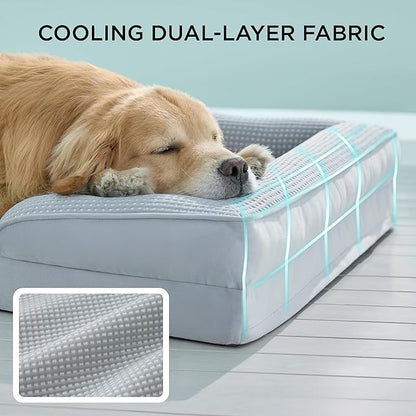 Bedsure XL Dog Bed for Extra Large Dogs - Orthopedic XLarge Dog Cat Cooling Bed Washable, Comfort Dogs Couch Sofa with Waterproof Removable Cover, Pet Bed with Nonskid Bottom, Cooling Grey, 42"