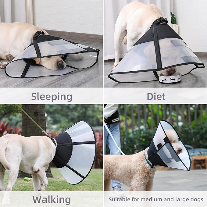 DogLemi Pet Cone Collar, Soft Dog Cone Alternative After Surgery, Adjustable Elizabeth Collar, Comfortable Pet Head Cone to Stop Licking, Suitable for Medium to Large Dogs (XL)