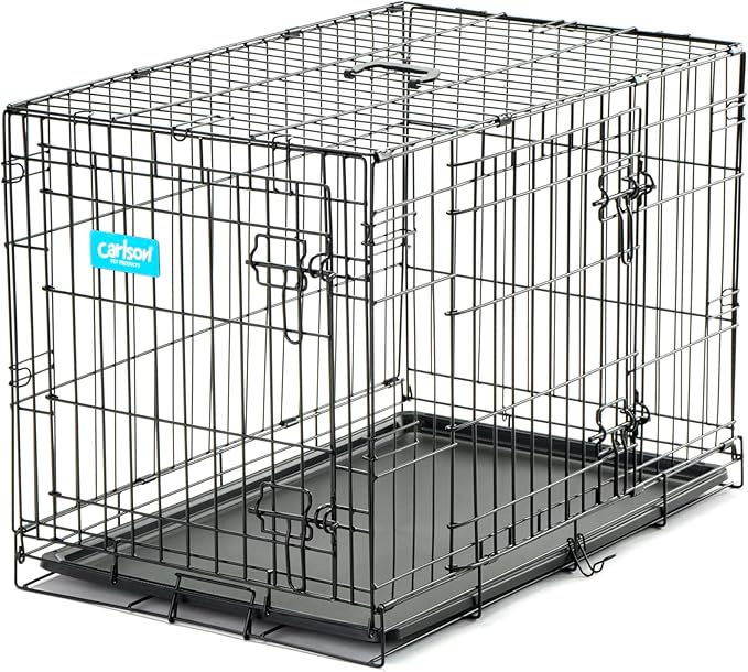 Carlson Secure and Compact Double Door Metal Dog Crate, Medium with Divider Panel