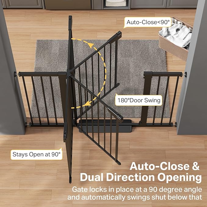 Cumbor 48" Wide 36" Extra Tall Baby Gate & Cumbor 51.5" Wide 36" Extra Tall Dog Gate, Durable Child Gate for Stairs, Doorways, Easy Walk Thru Dog Gate for House for Doorways