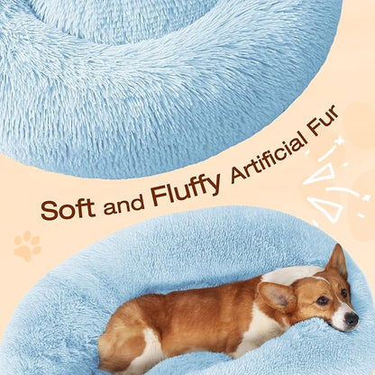 JOLLYVOGUE Dog Beds Large Sized Dog, 36 inches Calming Soft Anti-Anxiety Donut Dogs Bed, Washable Round Fluffy Cushion for Large Pets, Fits up to 80 lbs Pets