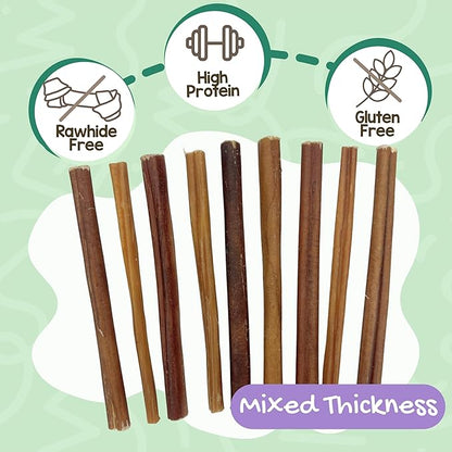 Nature Gnaws Thin Bully Sticks for Dogs 5-6" (1Lb) - Mixed Thickness - Long Lasting for Small Dogs and Puppies - Natural Thin Beef Dog Chew Bones - Rawhide Free
