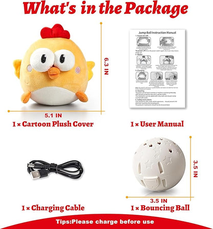GUKCO Interactive Dog Toys, Squeaky Moving Ball Toy with Jumping & Music Modes, Rechargeable Plush Chew Toys for Small/Medium/Large Dogs to Keep Puppy Busy Pet Toys (Chick)