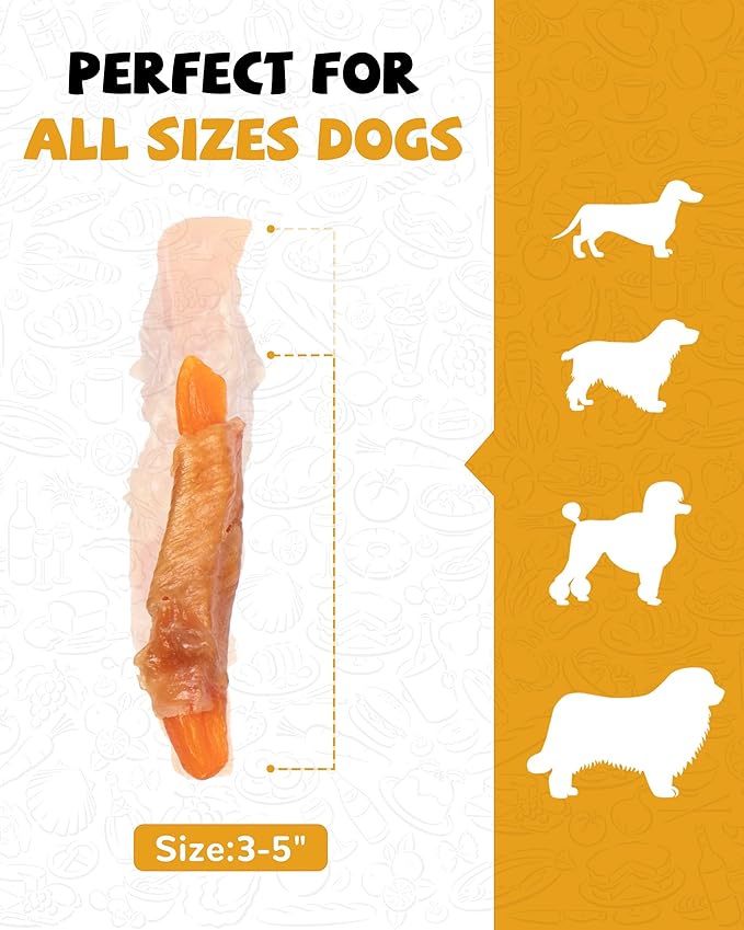 PAWUP Dog Treats Chicken Jerky Wrapped Sweet Potato, Natural Ingredients w/Taurine, Grain Free Dog Treats, 12.5 oz