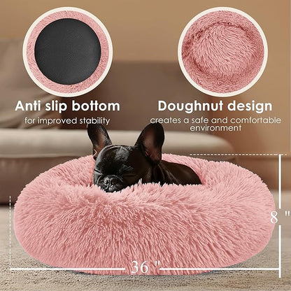 Extra Large Dog Beds, 36 Inch Human Dog Anxiety Relief Comfort Bed, Indestructible & Chew Proof Pet Beds (Pink)
