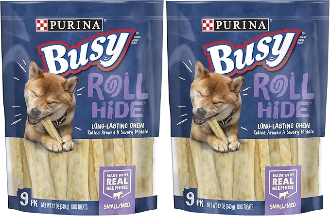 Purina Busy Dog Bones Rollhide | Small/Medium Breed | 9 ct. Pouch | Pack of 2