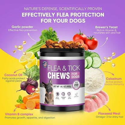 Fleas Ticks Treatment Dog Oral Chewables Support Supplement Breeds and Ages