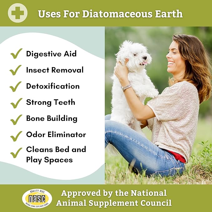 Wholistic Pet Organics Diatomaceous Earth - Food Grade for Dogs & Cats - 26 Oz - Multi Use Powder - Pet Safe Non-Chemical Freshwater Sourced Silica Supports Overall Health - Made in USA - 210 Scoops