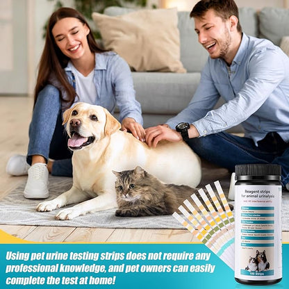 100 x Pet Urine Testing Strips, 10 in 1 UTI Test Kit for Cat & Dog, Multi-Parameter Urinalysis Reagent Strips: Leukocytes, Urobilinogen, Protein, Ph, Blood, Ketone, Bilirubin, Glucose & More