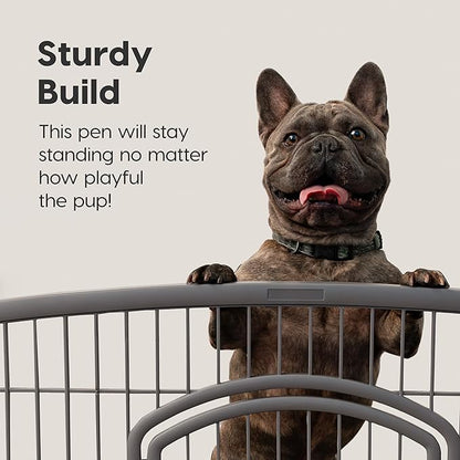 IRIS USA 24" Exercise 4-Panel Pet Playpen with Door, Dog Playpen, Puppy Playpen, Small and Medium Dogs, Keep Pets Secure, Easy Assemble, Rust-Free, Heavy-Duty Molded Plastic, Customizable, Gray