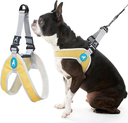 Gooby Simple Step in III Harness - Yellow, Large - Small Dog Harness with Scratch Resistant Outer Vest - Soft Inner Mesh Harness for Small, Medium Dogs