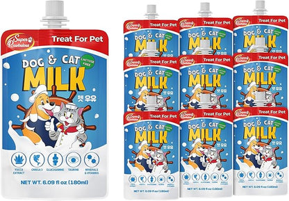 SuperPaw Pet Milk – Lactose-Free Dog & Cat Milk for All Breeds and Ages, Easy to Digest, Liquid Formula for Sensitive Stomachs, Nutrient-Rich – 10 Pack (60.87oz)