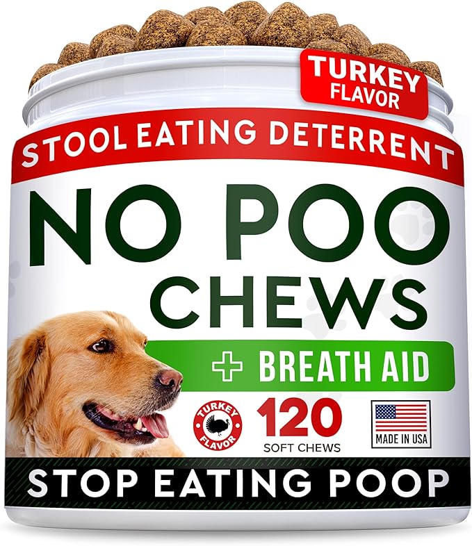 STRELLALAB No Poo Chews for Dogs with Probiotics, Enzymes & Breath Aid Support (Turkey)