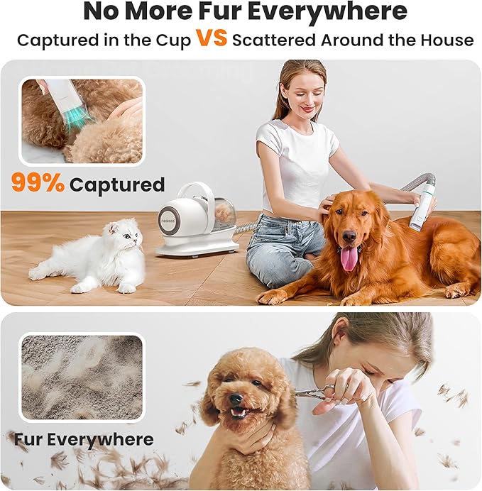 Neakasa P1 Pro Dog Grooming Vacuum Kit, 6-in-1 Pet Hair Grooming with Clippers and Vacuum, 9000Pa Suction, Low Noise, 1L Dust Cup for Home Shedding & Trimming