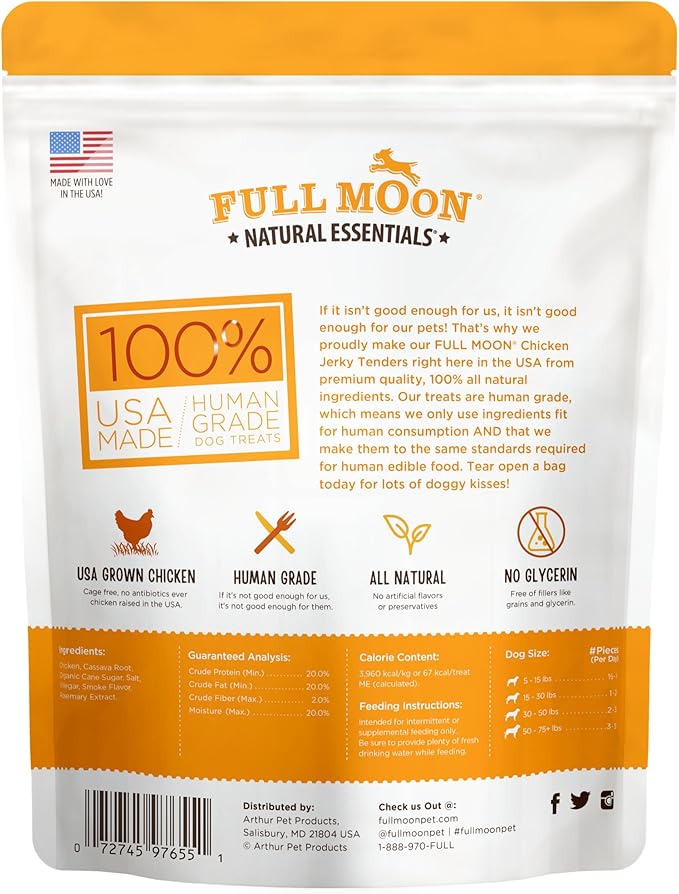 Full Moon Chicken Jerky Dog Treats | Human Grade | Made in USA | 26 oz | Pack of 2
