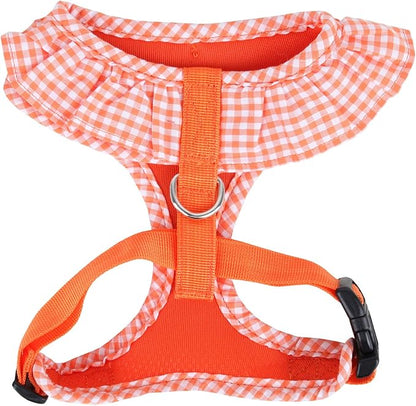 Puppia Vivien Dog Harness Over-the-Head All Season Cute No Pull No Choke Walking Training Adjustable for Small Dog, Orange, Large