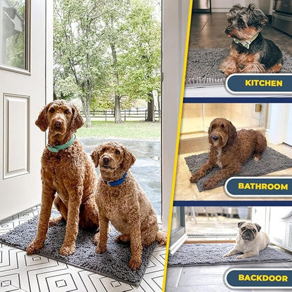 Muddy Mat® | Super Absorbent Door Mat Indoor, Microfiber Quick Dry Chenille Entryway Rug, Non-Slip Front Door Mat, Indoor Mats for Entryway, Machine Washable Pet Rug, Grey XXL 60"X48"
