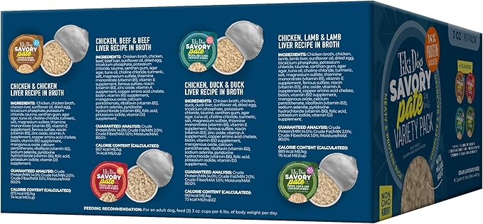 Tiki Dog Savory Pate Wet Dog Food, Variety Pack, 3 oz. Cup (10 Count)